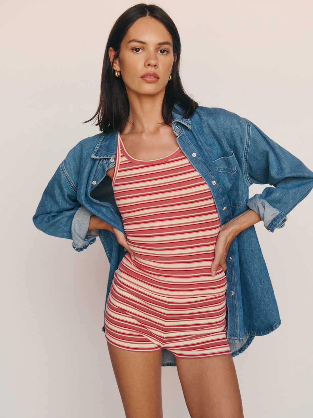 Reformation Cara Knit Short - Red Stripe