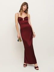 Reformation Sathia Satin Dress - Chianti