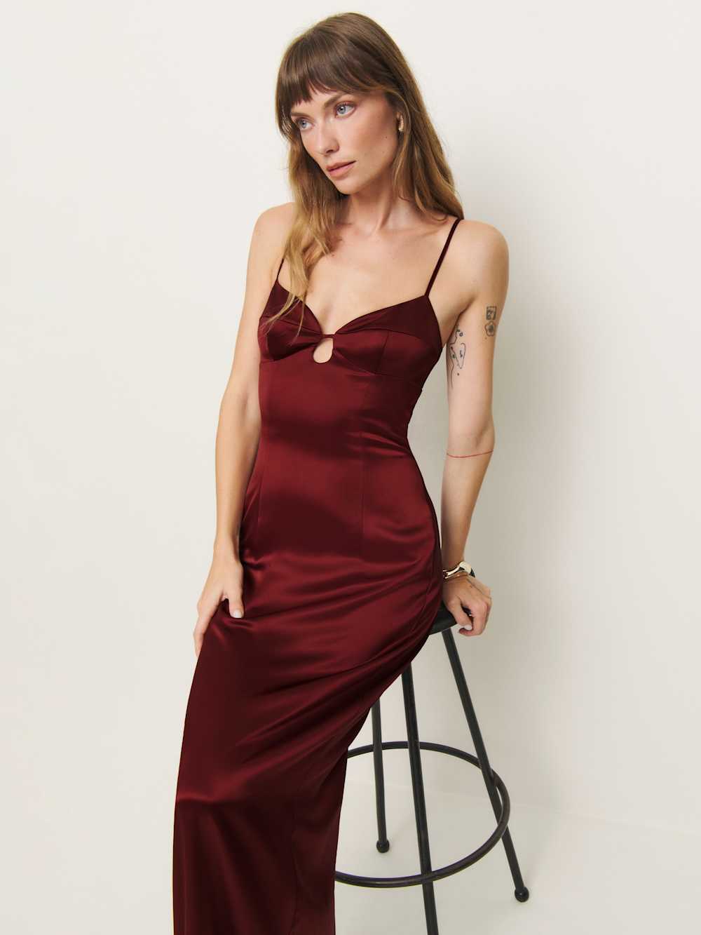 Reformation Sathia Satin Dress - Chianti