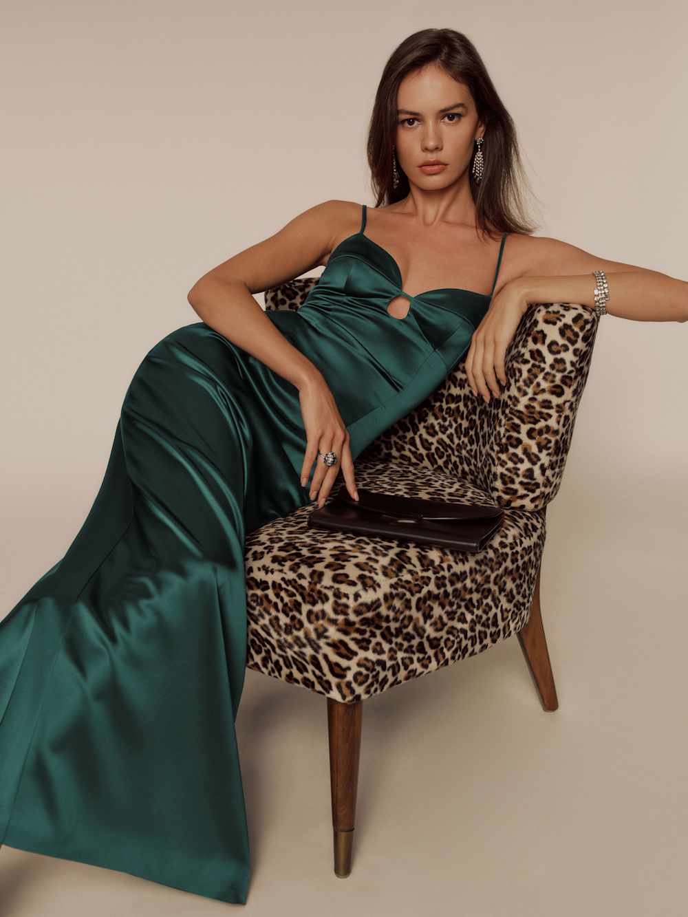 Reformation Sathia Satin Dress - Forest
