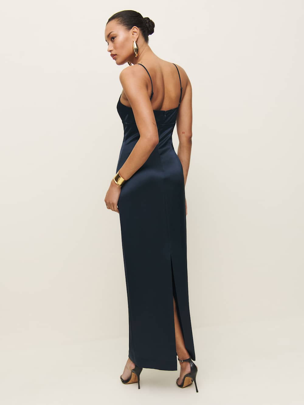 Reformation Sathia Satin Dress - Navy