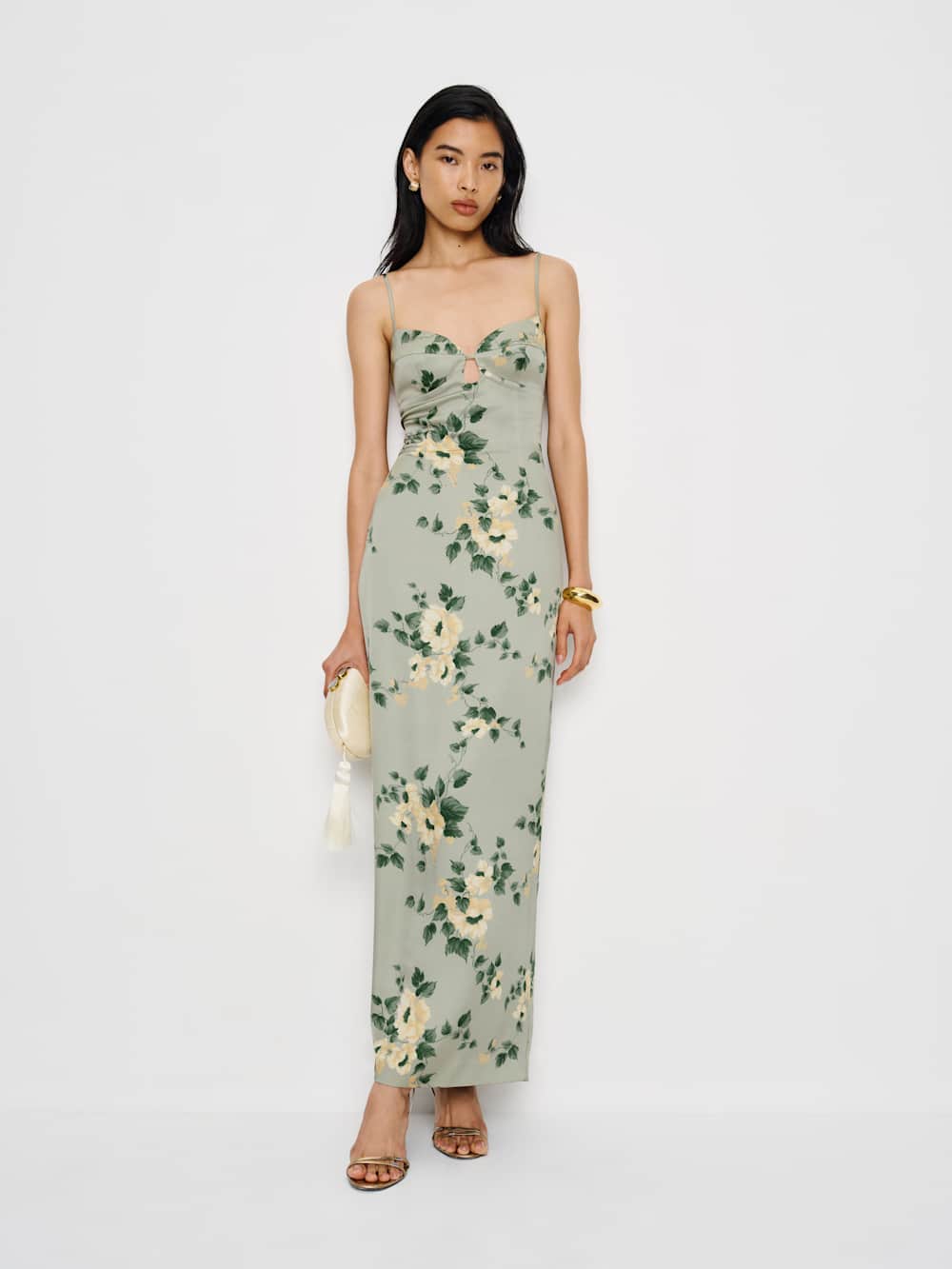 Reformation Sathia Satin Dress - Shade Garden