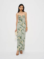 Reformation Sathia Satin Dress - Shade Garden