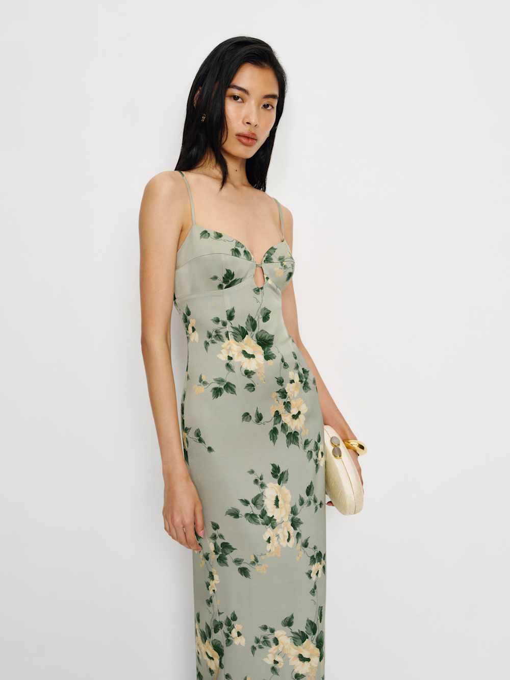 Reformation Sathia Satin Dress - Shade Garden