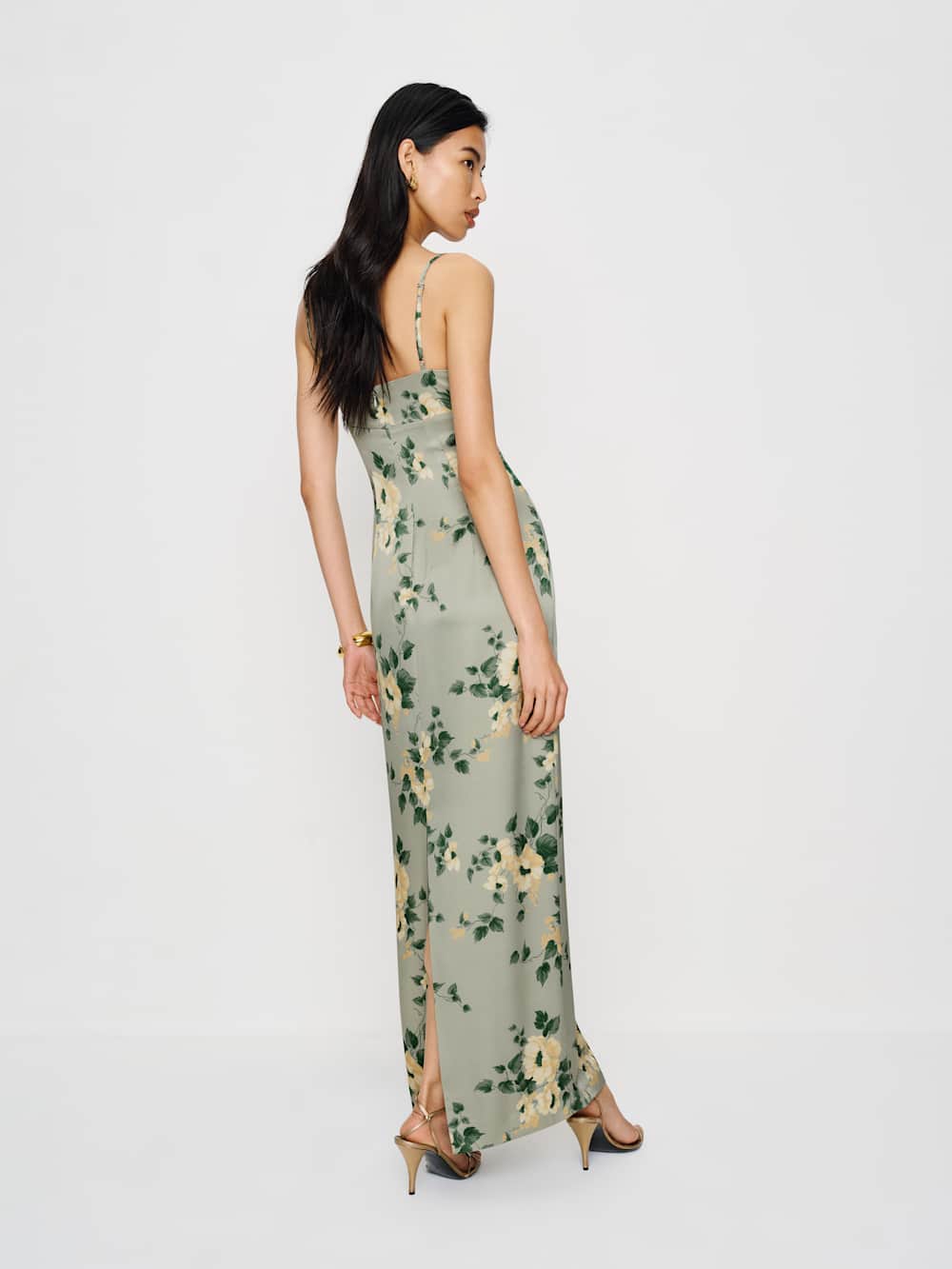 Reformation Sathia Satin Dress - Shade Garden