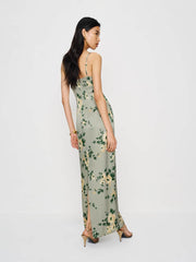 Reformation Sathia Satin Dress - Shade Garden