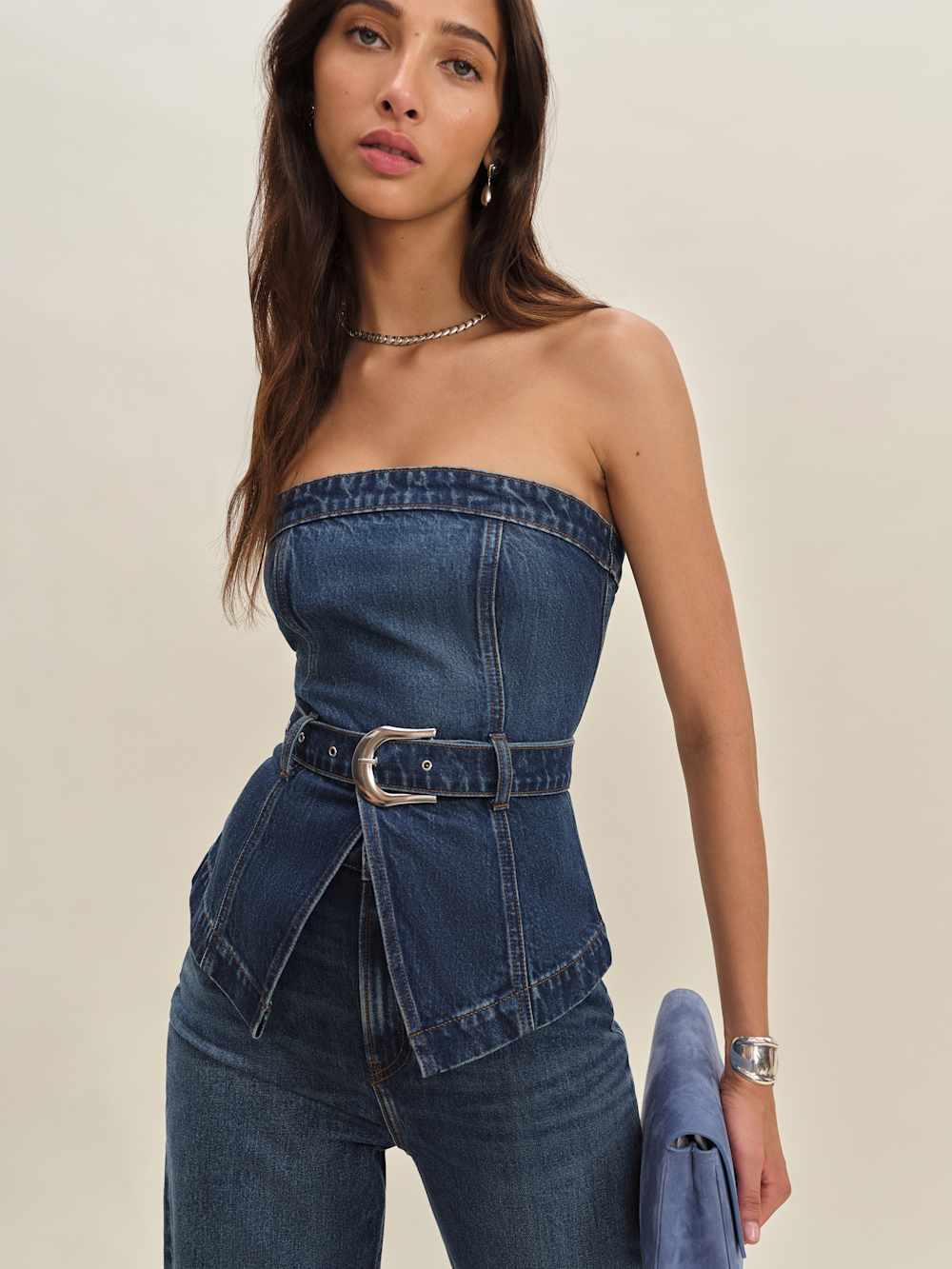 Reformation Collins Denim Top - Mellusine