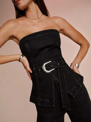 Reformation Collins Denim Top - Nicoya