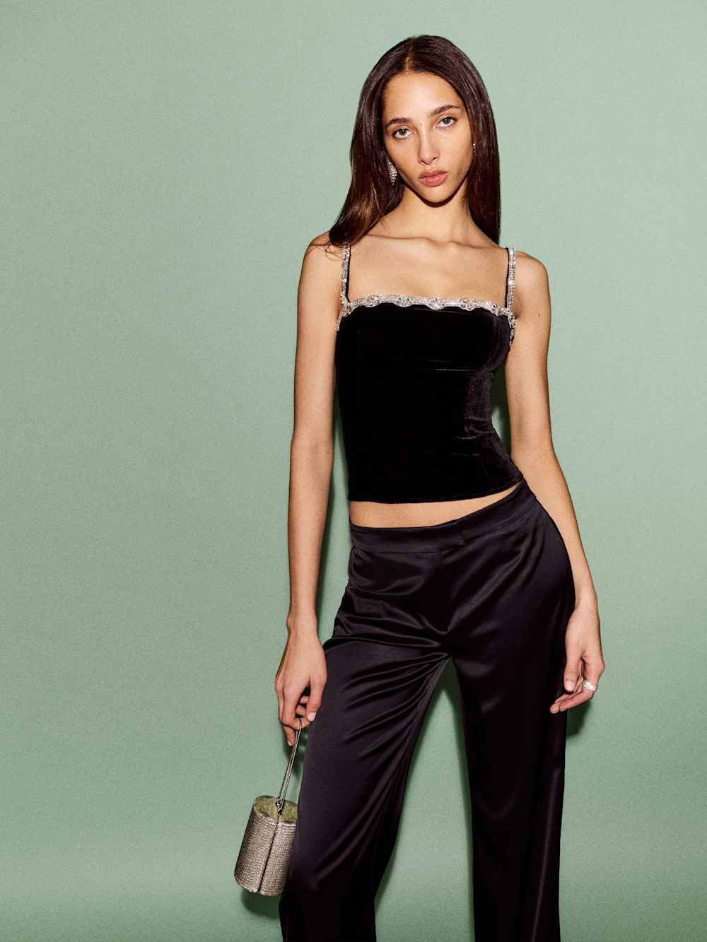 Reformation Mimi Low Rise Satin Pant - Black