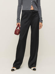 Reformation Mimi Low Rise Satin Pant - Black