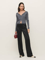 Reformation Mimi Low Rise Satin Pant - Black