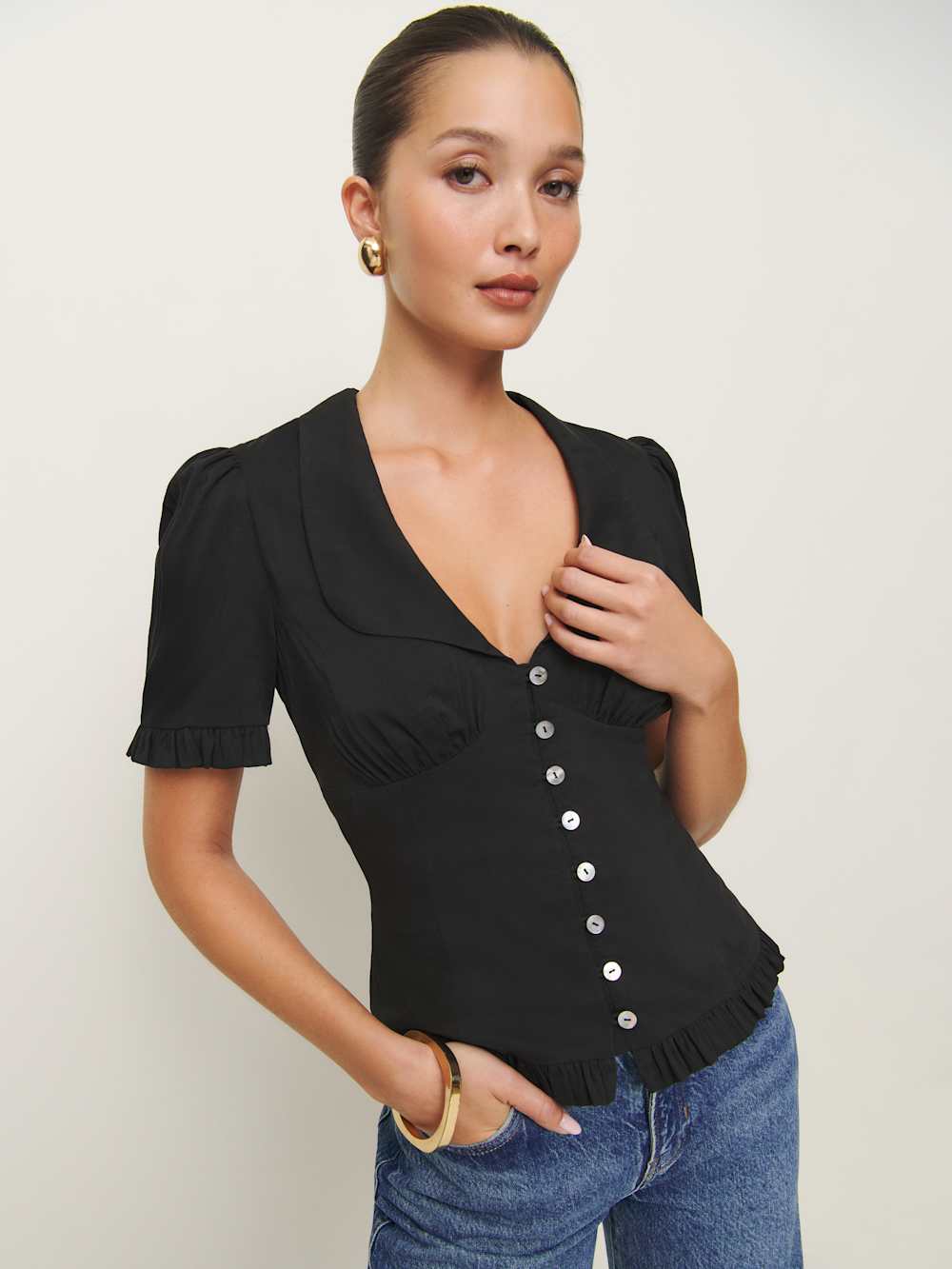 Reformation Olli Top - Black