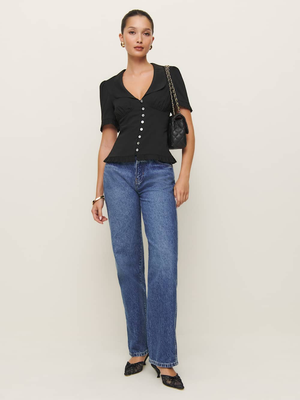 Reformation Olli Top - Black