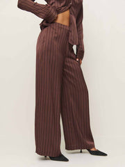 Reformation Norah Wide Leg Satin Pant - Mahogany Stripe