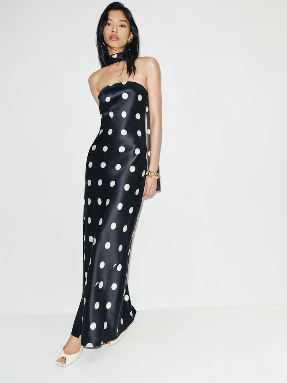 Reformation Petites Oren Silk Dress - Moon Dot