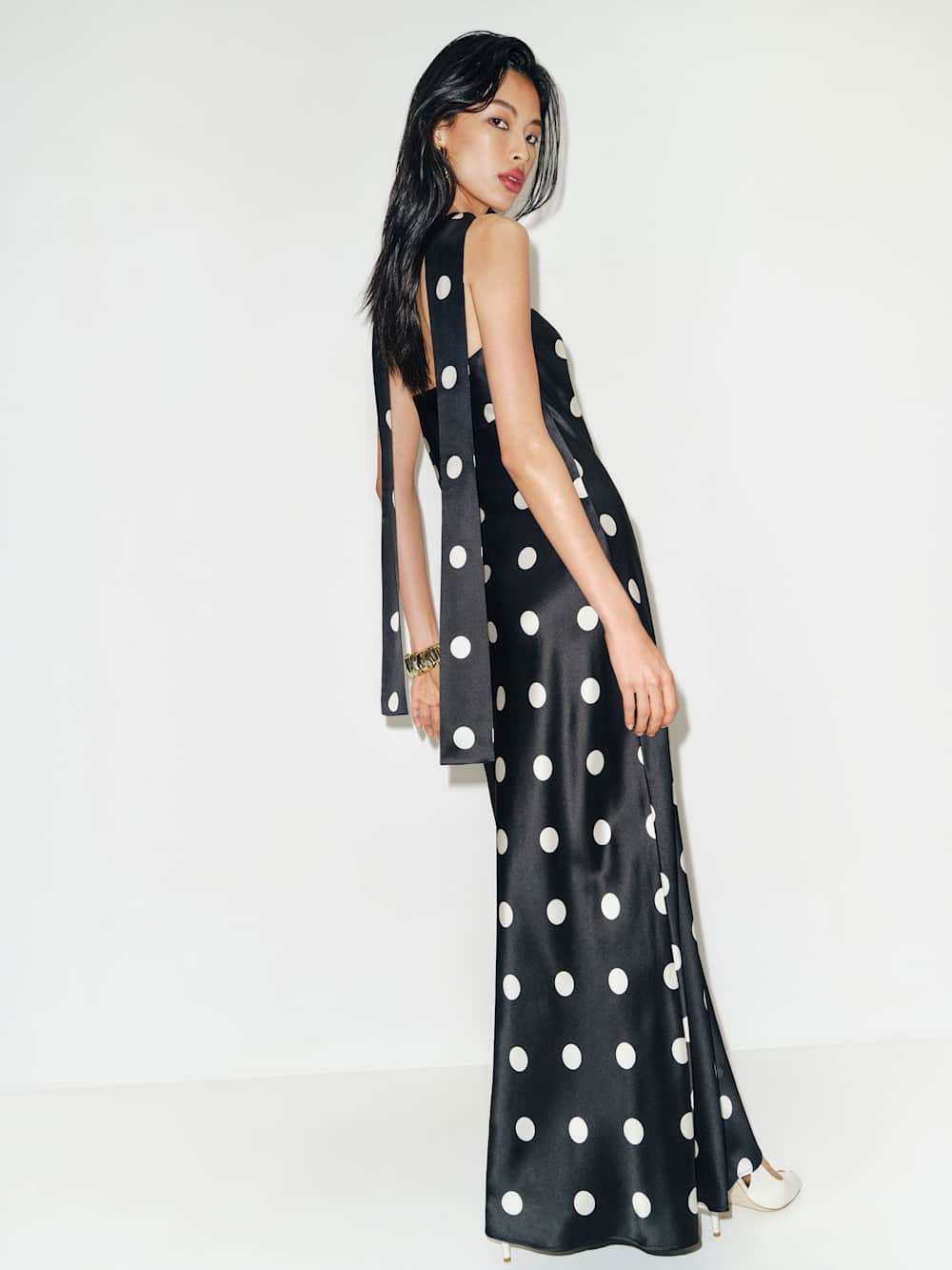 Reformation Petites Oren Silk Dress - Moon Dot