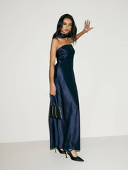 Reformation Petites Oren Silk Dress - Navy