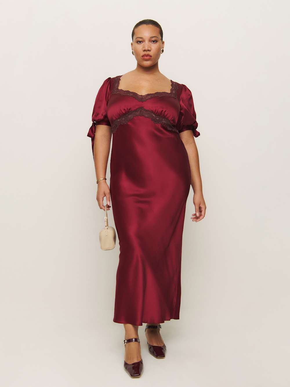 Reformation Stella Silk Dress Es - Crimson Clover