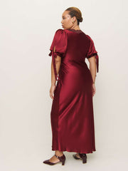 Reformation Stella Silk Dress Es - Crimson Clover