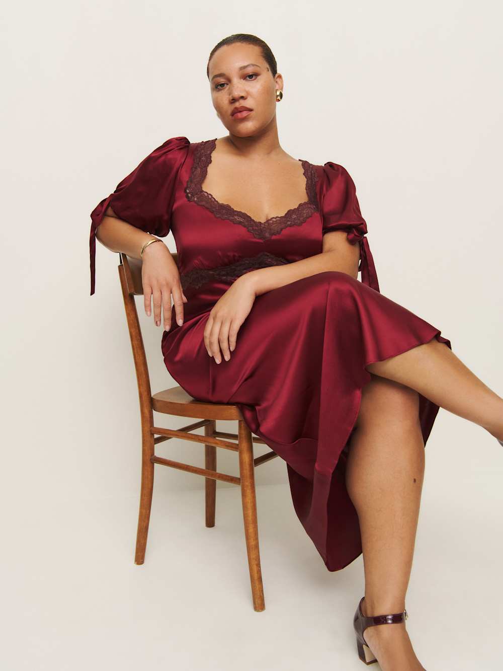Reformation Stella Silk Dress Es - Crimson Clover