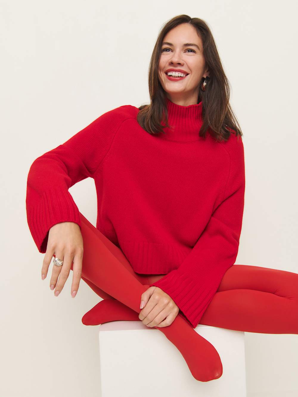 Reformation Swedish Stockings Olivia Premium Tights - Sharp Red