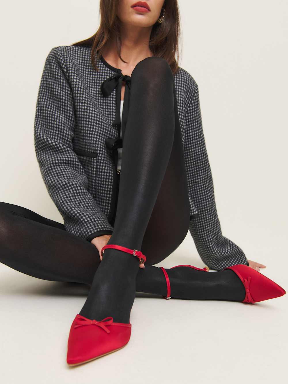 Reformation Swedish Stockings Sanna Glossy Tights - Black