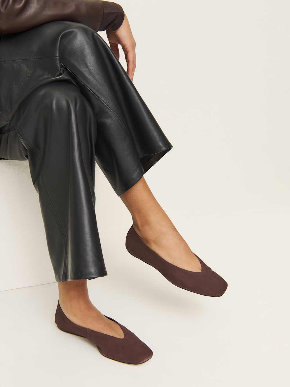 Reformation Prudence Ballet Flat - Espresso Suede