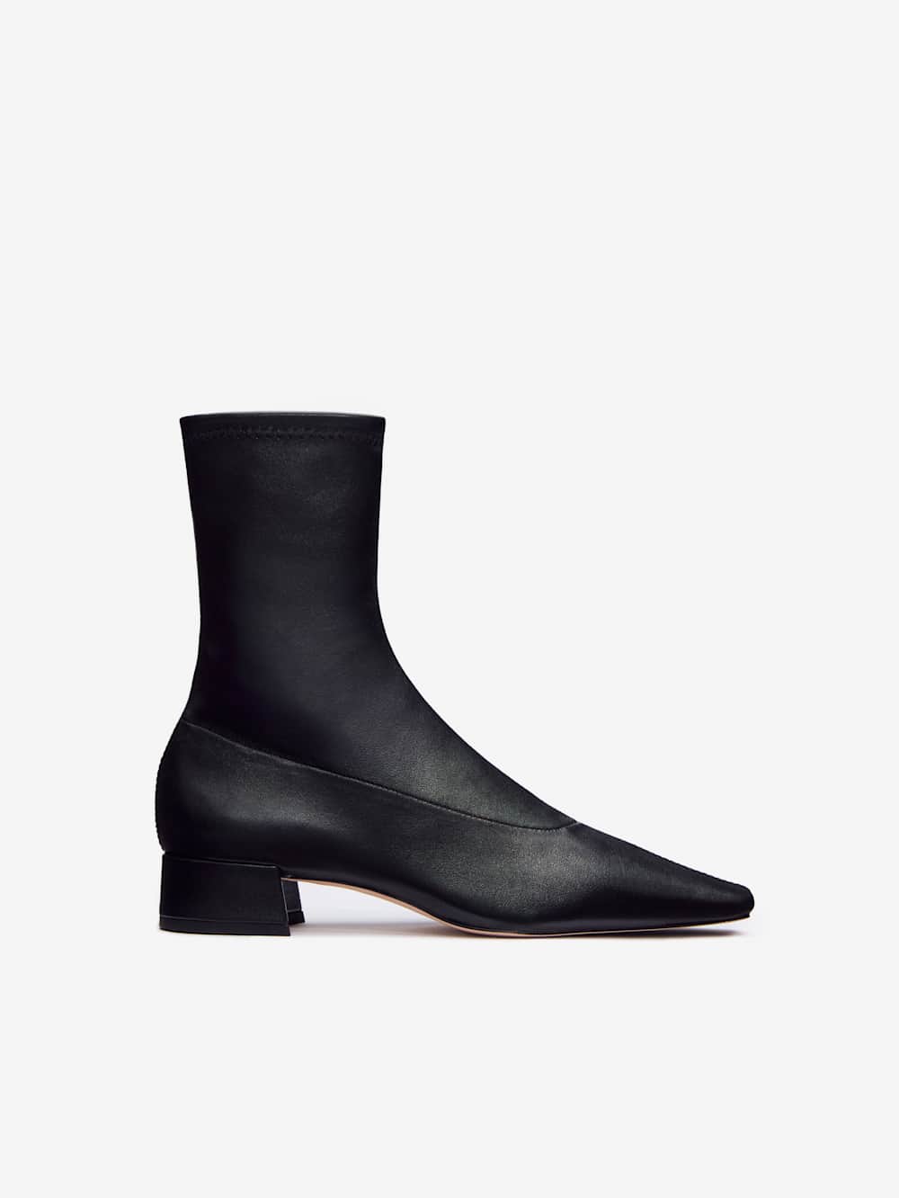 Reformation Rosina Ankle Boot - Black Stretch Leather