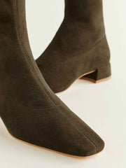 Reformation Rosina Ankle Boot - Truffle Stretch Suede