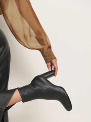 Reformation Presley Ankle Boot - Black Stretch Leather