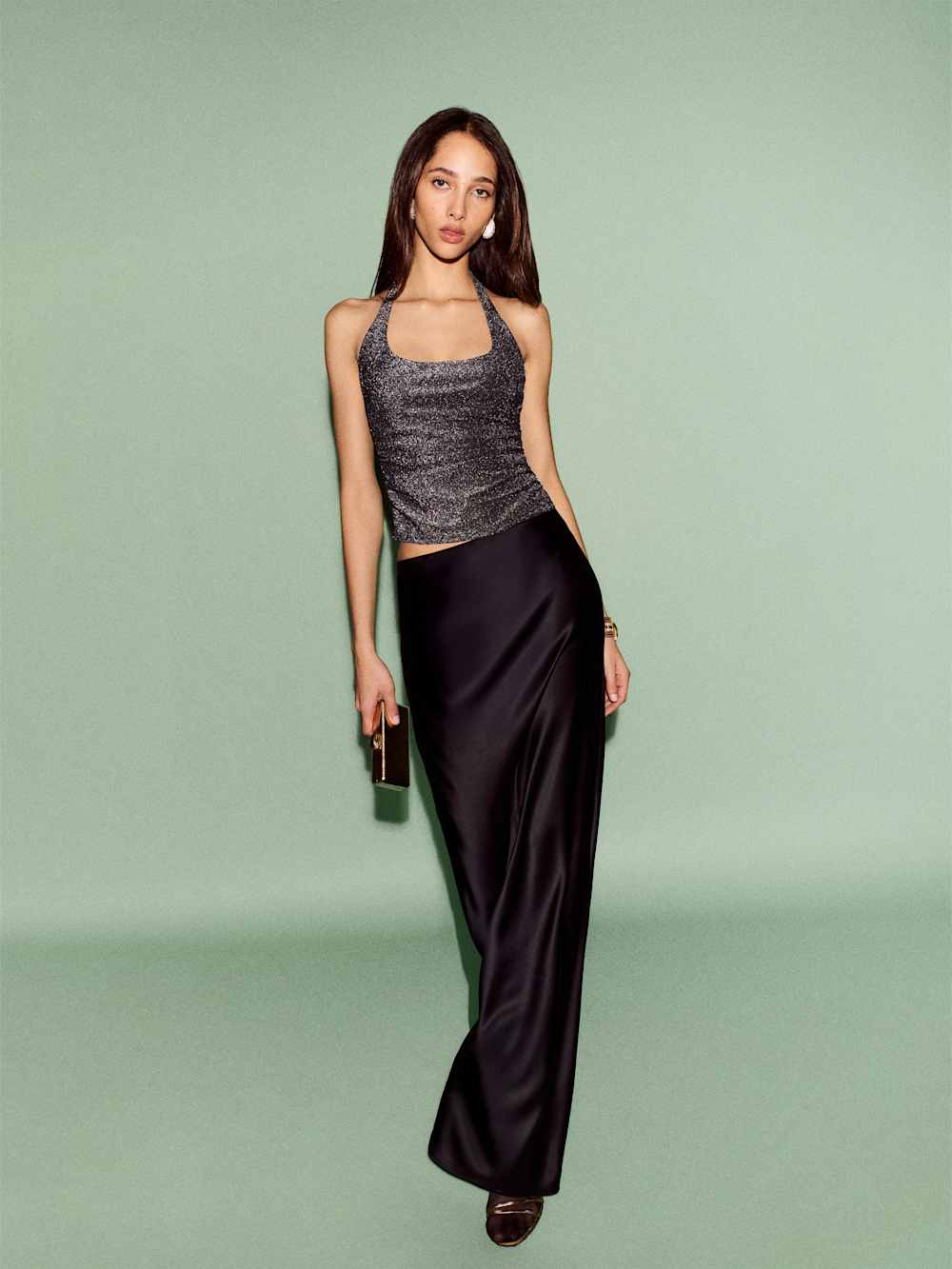 Reformation Petites Bella Satin Skirt - Black