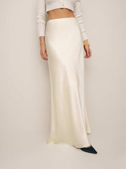 Reformation Petites Bella Satin Skirt - Fior Di Latte
