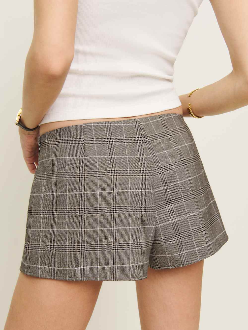 Reformation Mia Skort - Brown Plaid