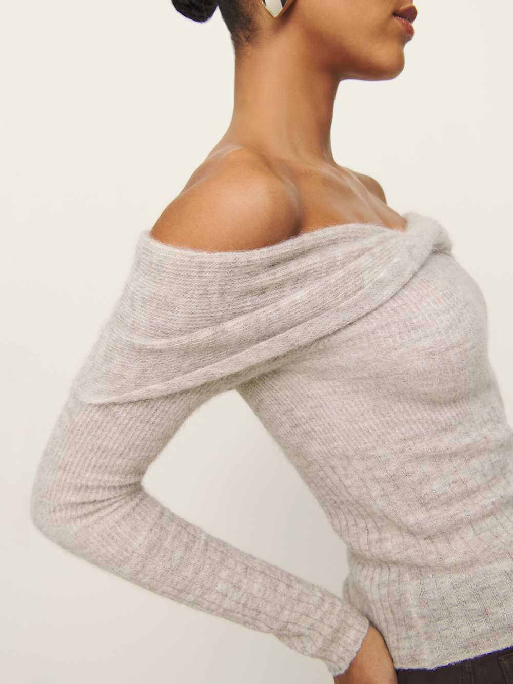 Reformation Florie Twist Front Sweater - Barley