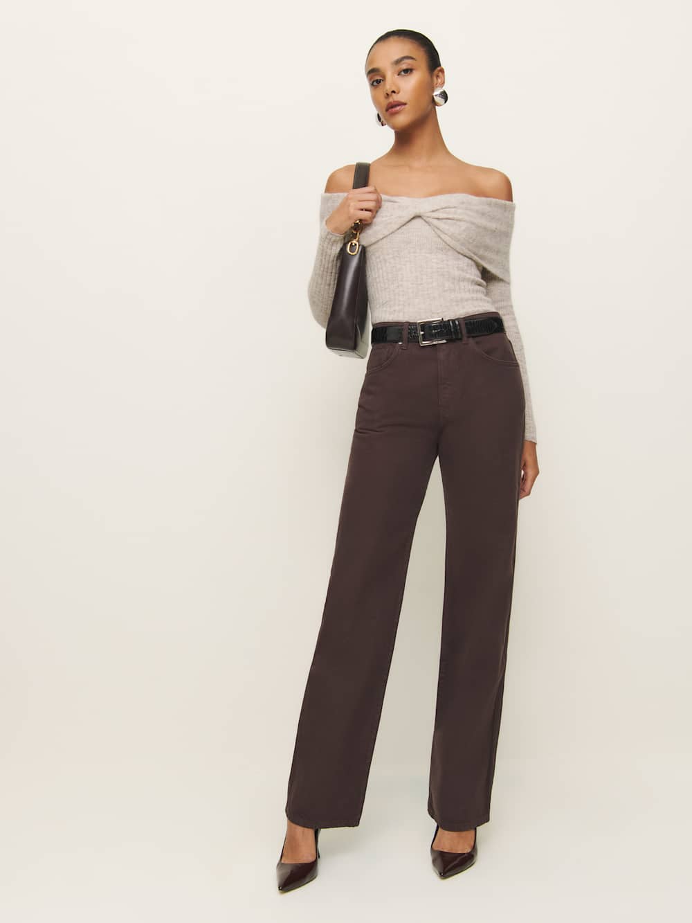 Reformation Florie Twist Front Sweater - Barley