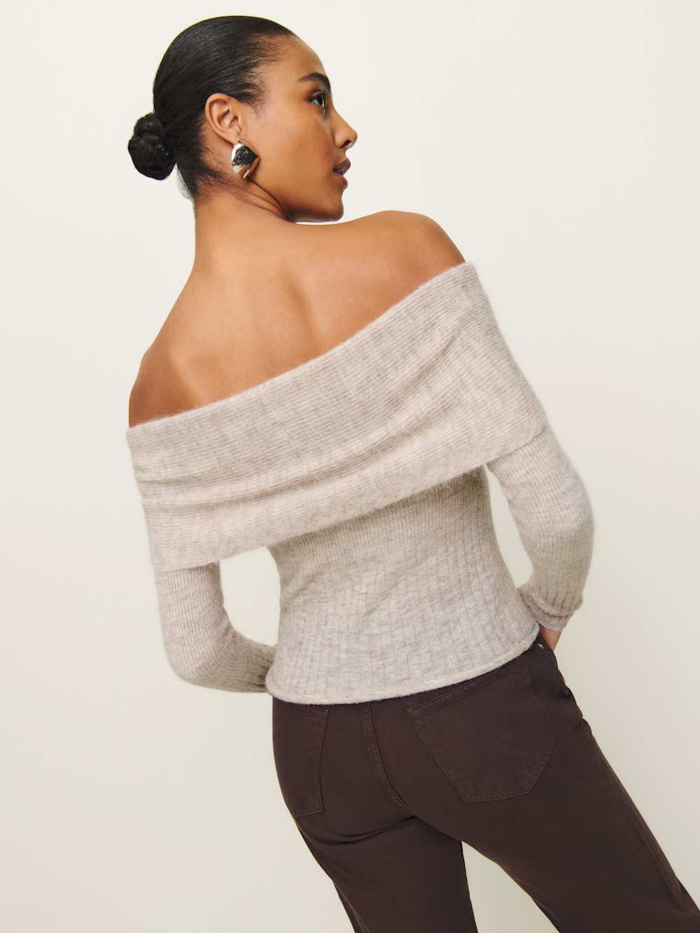 Reformation Florie Twist Front Sweater - Barley