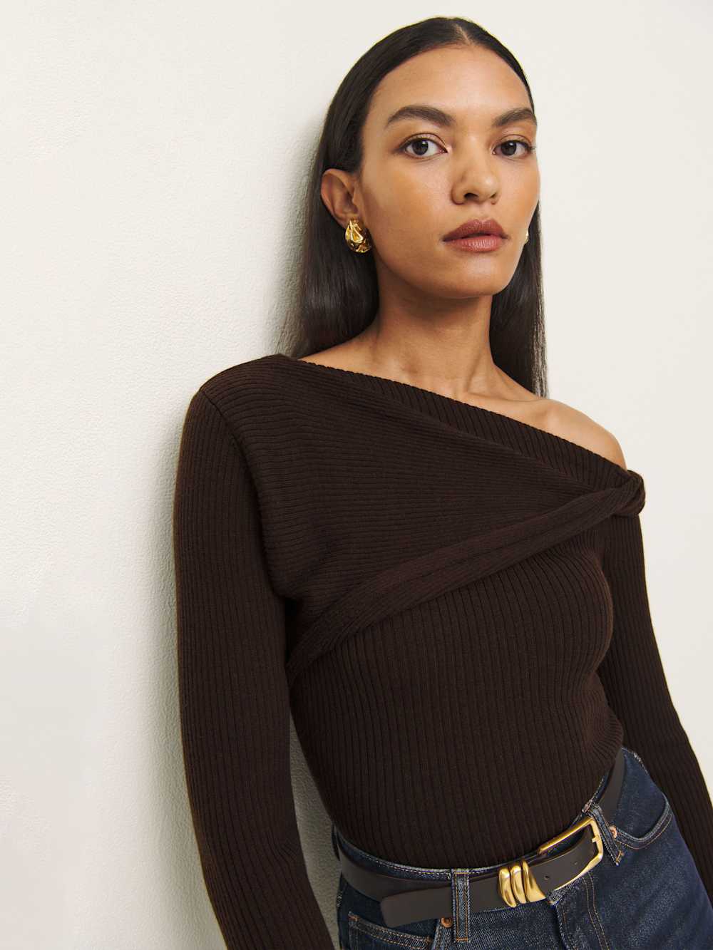 Reformation Lilou Regenerative Merino Sweater - Mole