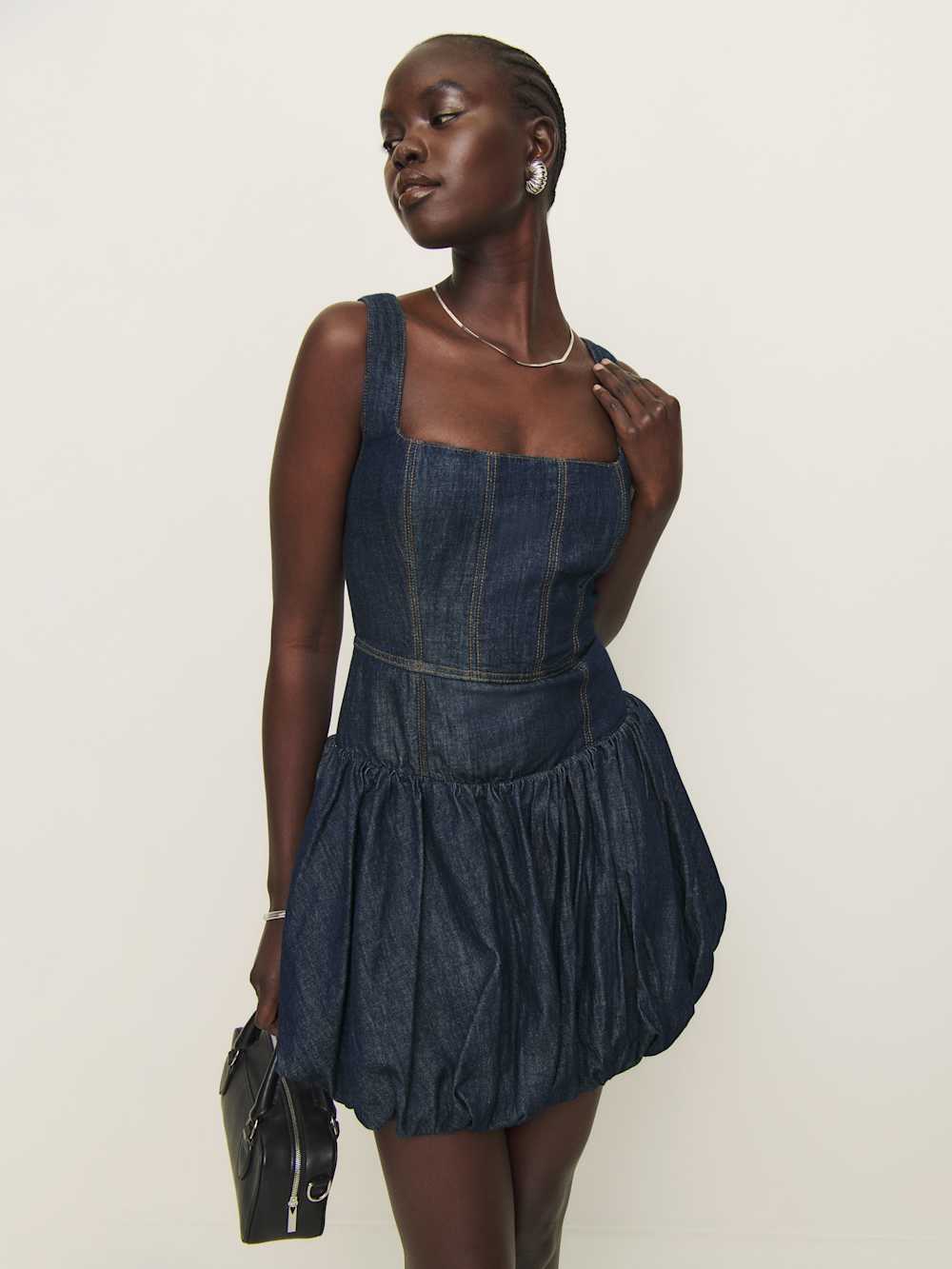 Reformation Delia Denim Mini Dress - Liffey