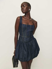 Reformation Delia Denim Mini Dress - Liffey