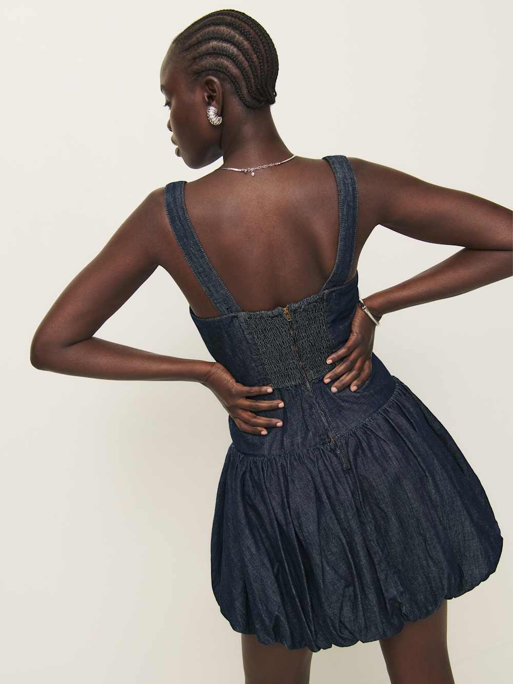 Reformation Delia Denim Mini Dress - Liffey