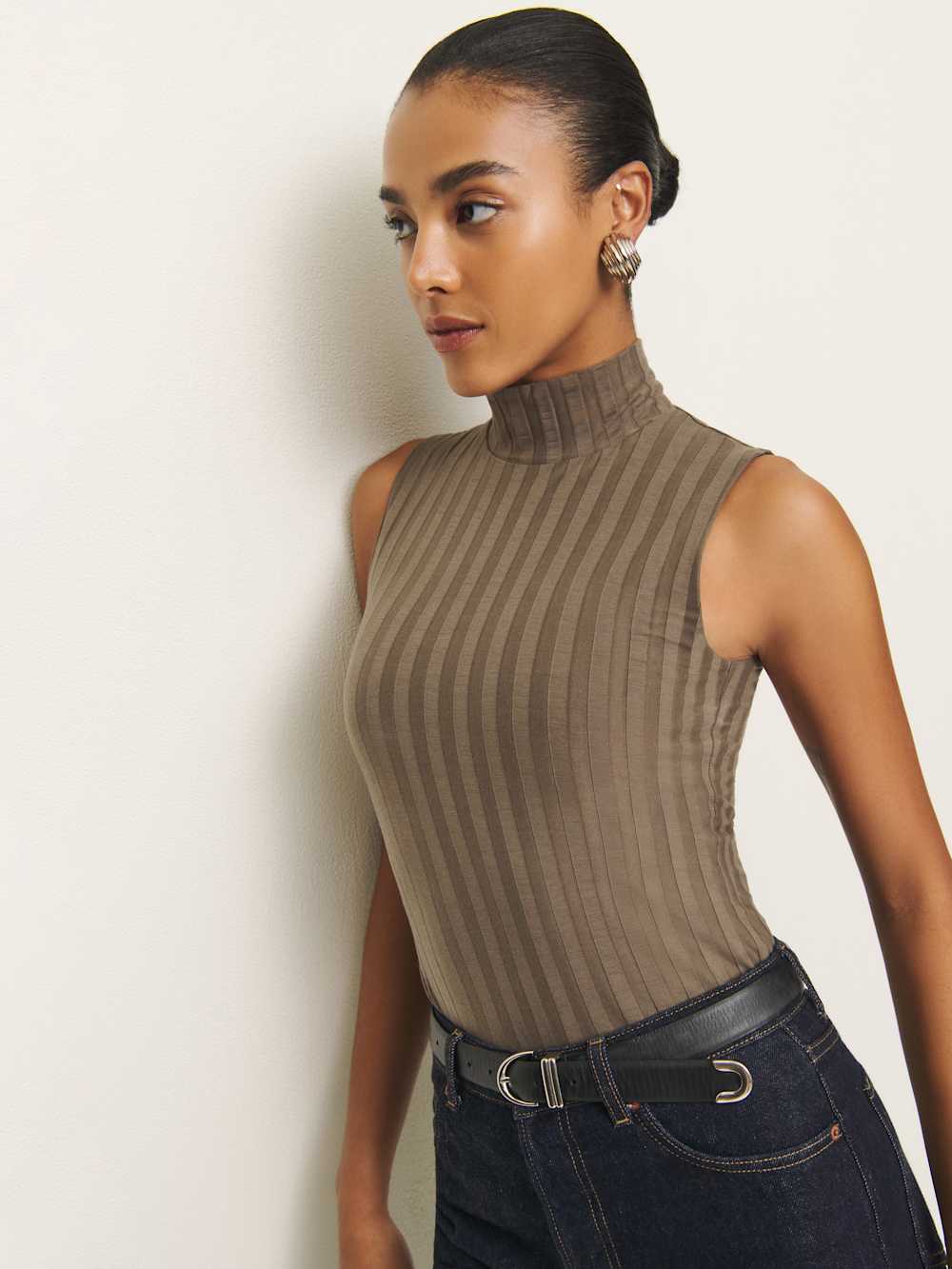 Reformation Maison Knit Top - Mushroom
