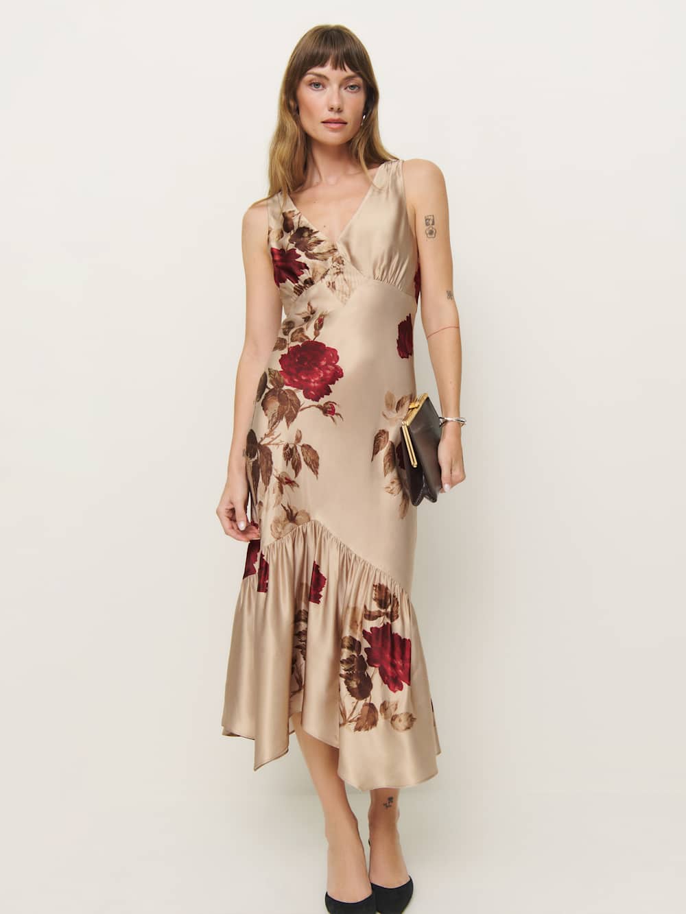 Reformation Cordia Silk Dress - Opera Border
