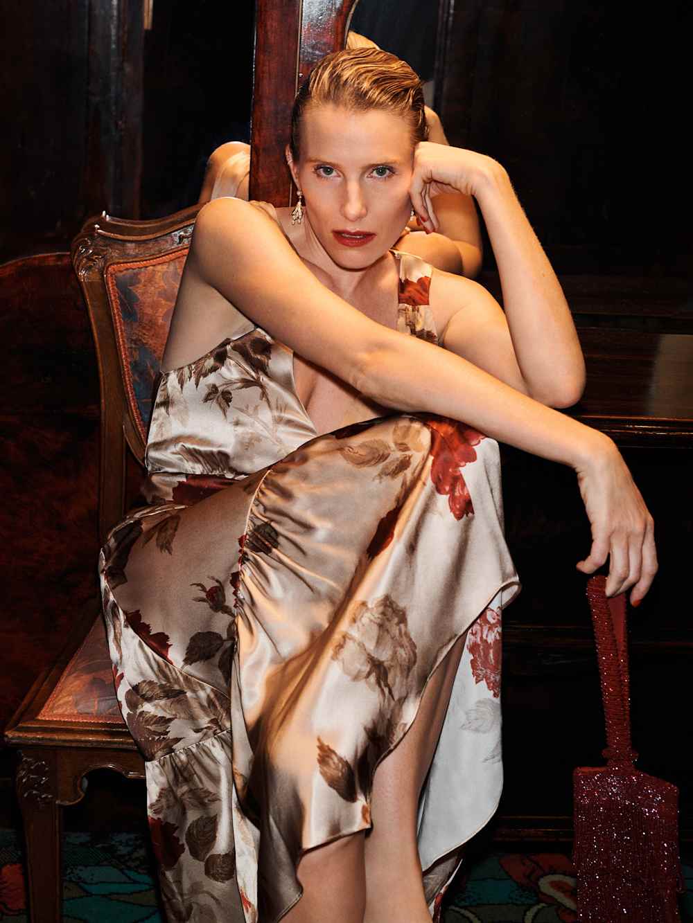 Reformation Cordia Silk Dress - Opera Border