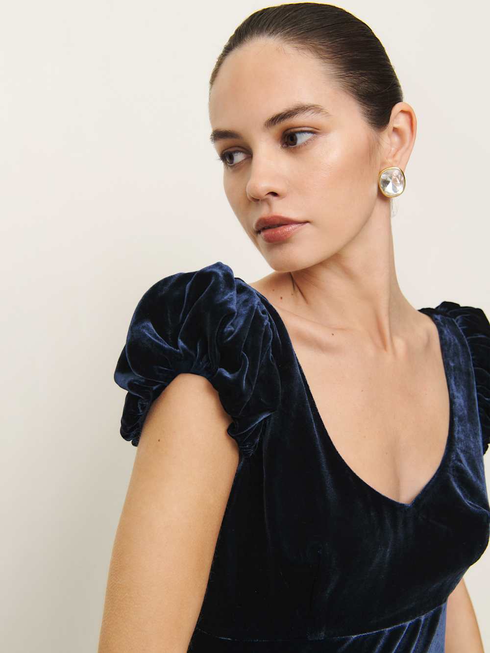 Reformation Rhia Velvet Dress - Navy