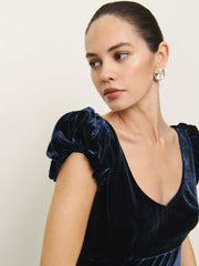 Reformation Rhia Velvet Dress - Navy