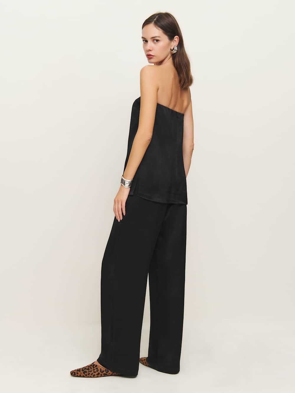 Reformation Alleia Satin Two Piece - Black Crinkle