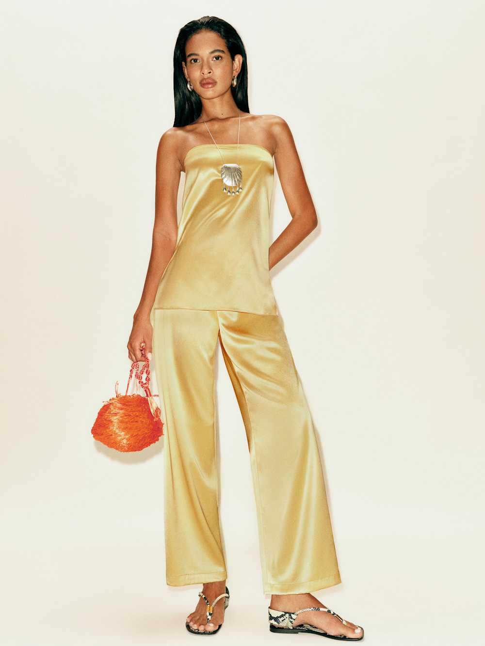 Reformation Alleia Satin Two Piece - Sunshine