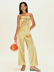 Reformation Alleia Satin Two Piece - Sunshine
