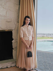 Reformation Daphne Collared Cardigan - Sorbet