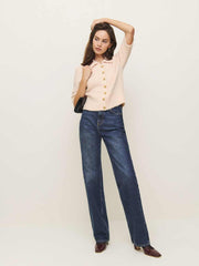 Reformation Daphne Collared Cardigan - Sorbet